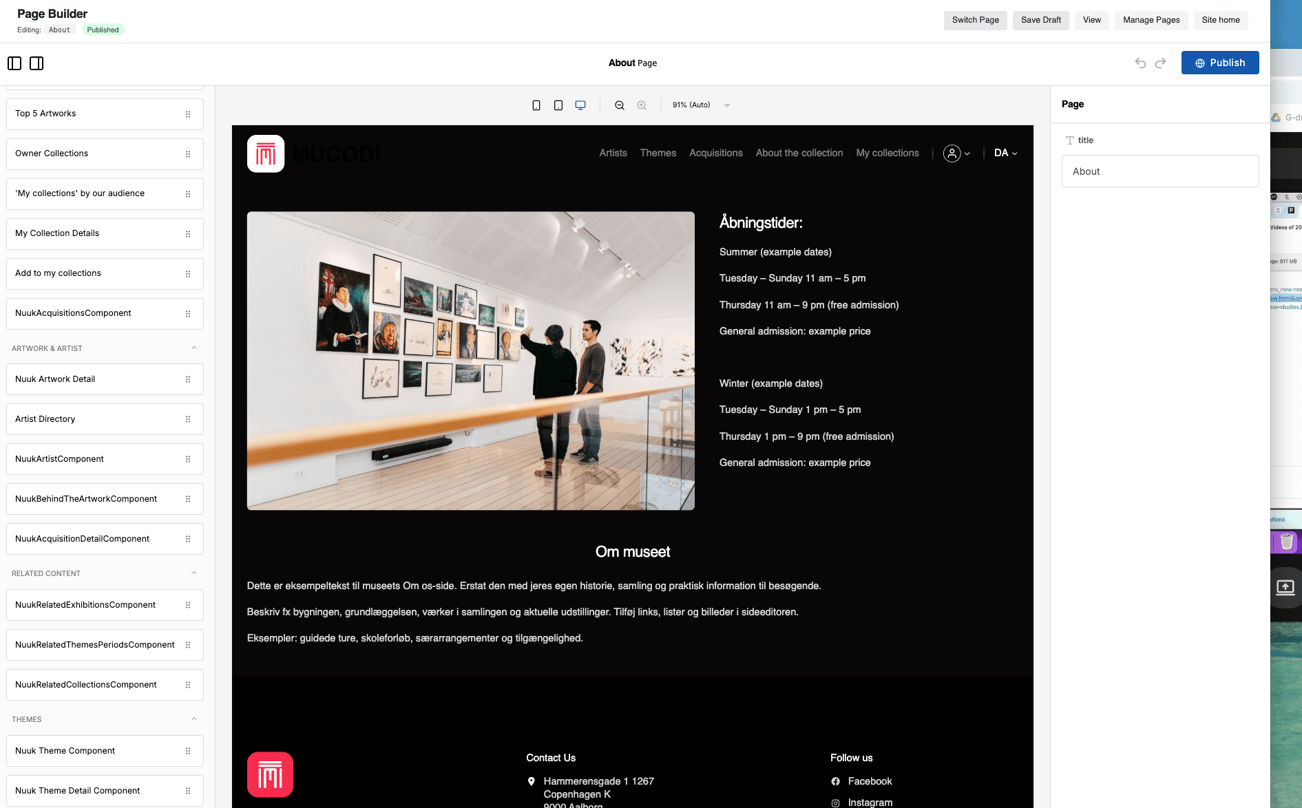 MuCoDi Page Builder — visual editor with React components