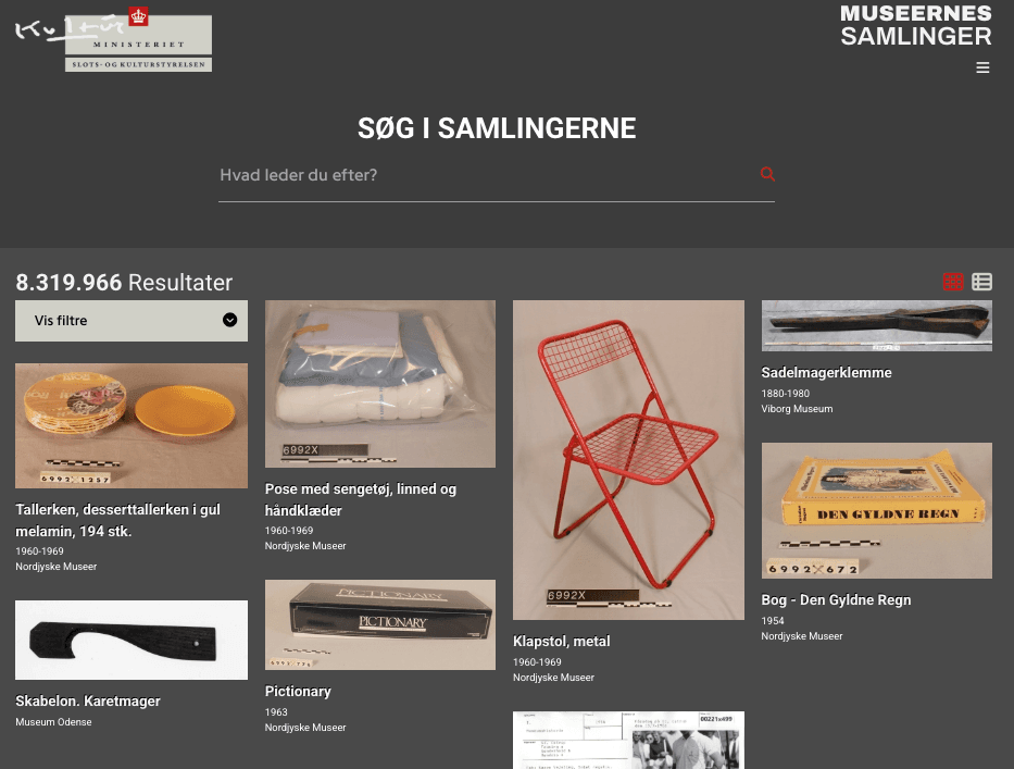 samlinger.slks.dk national collections portal
